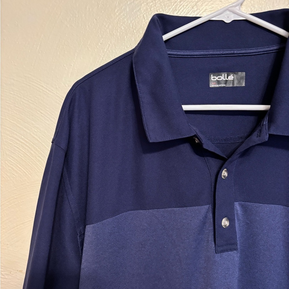 Bollé Men’s XXL Performance Golf Tennis Polo Shirt Navy Blue Colorblock - Picture 6 of 8